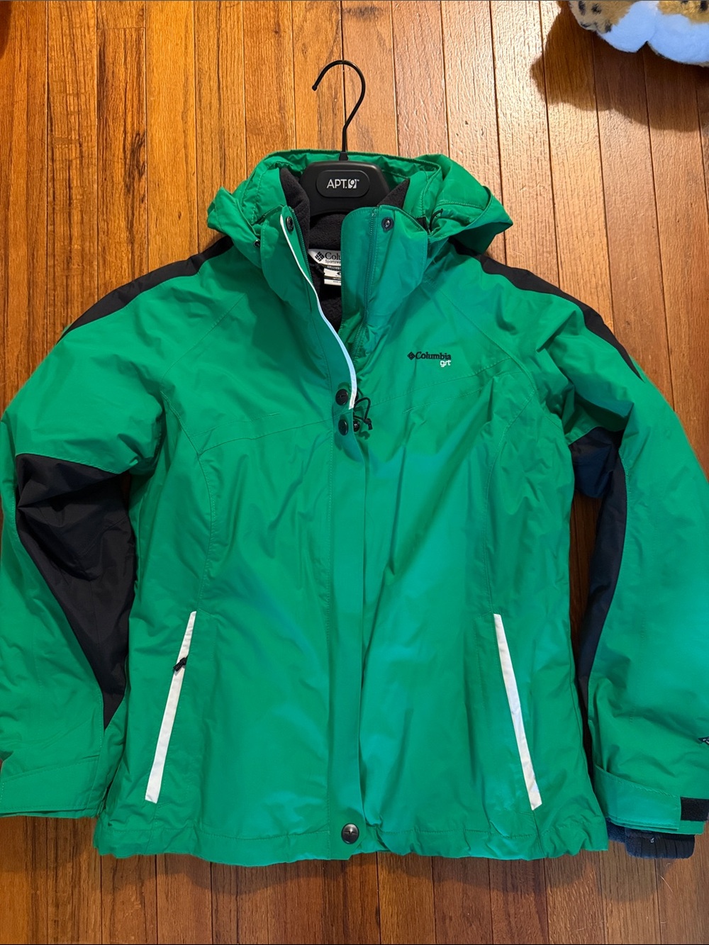 Columbia Green and Black Hooded Ski Jacket